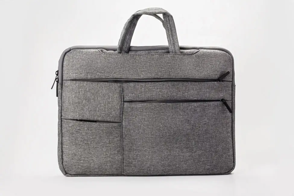 Grey laptop bag.